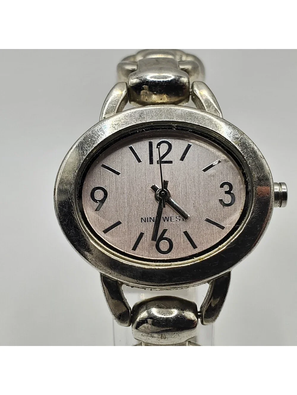 Nine West Watch Women 29mm Silver Tone Oval New Battery